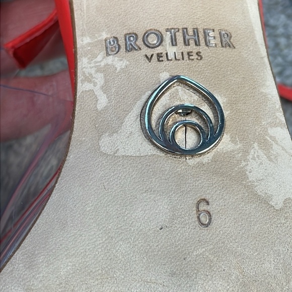 Brother Vellies De Fleur Ankle Tie Pointed Toe Pumps Red Orange PVC Sz 6 - Picture 13 of 15